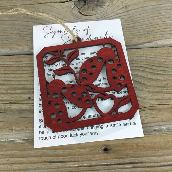Ladybugs Symbols of Serendipity Story Card Ornament - Picture 1 of 6